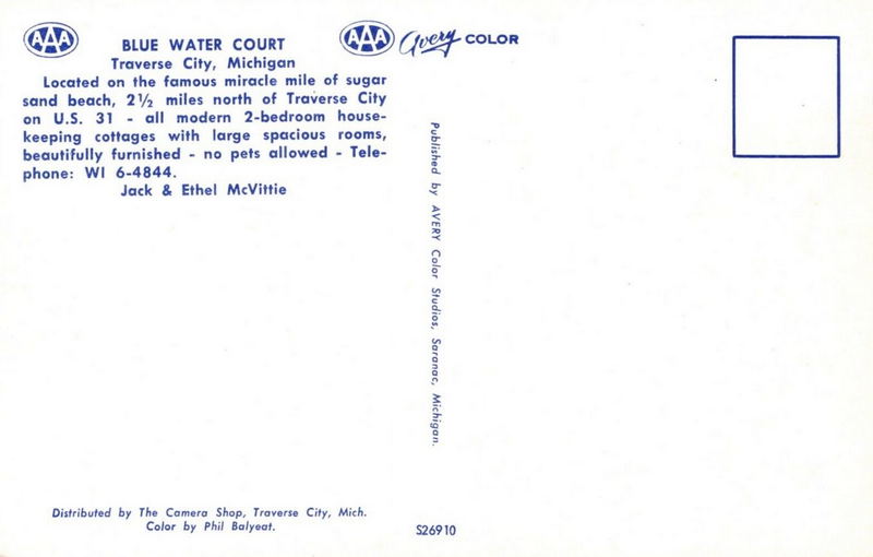 Blue Water Court - Vintage Postcard